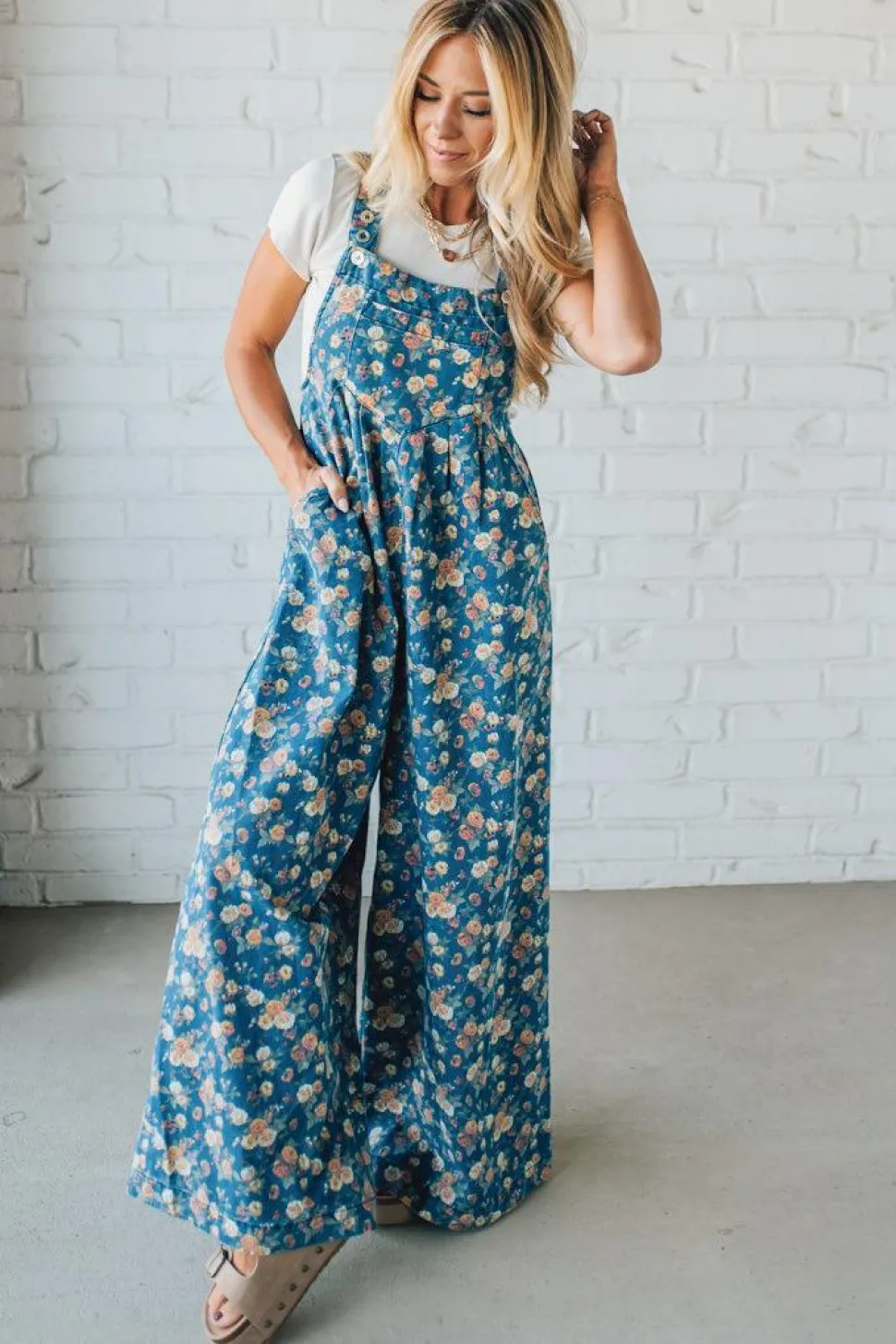 Vintage Rose Denim Overalls - BIBI