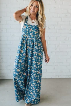 Vintage Rose Denim Overalls - BIBI