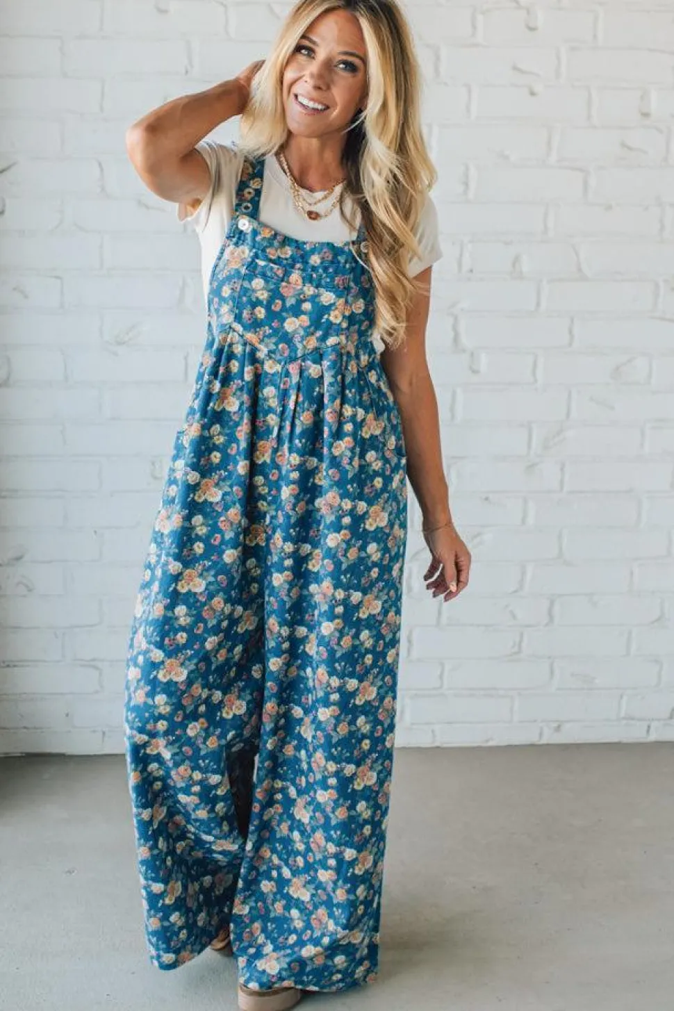 Vintage Rose Denim Overalls - BIBI