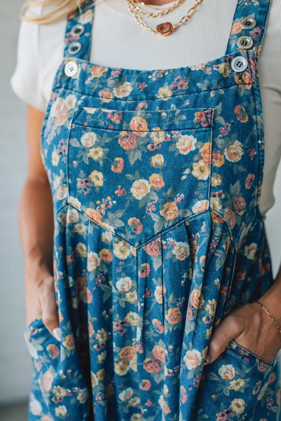 Vintage Rose Denim Overalls - BIBI