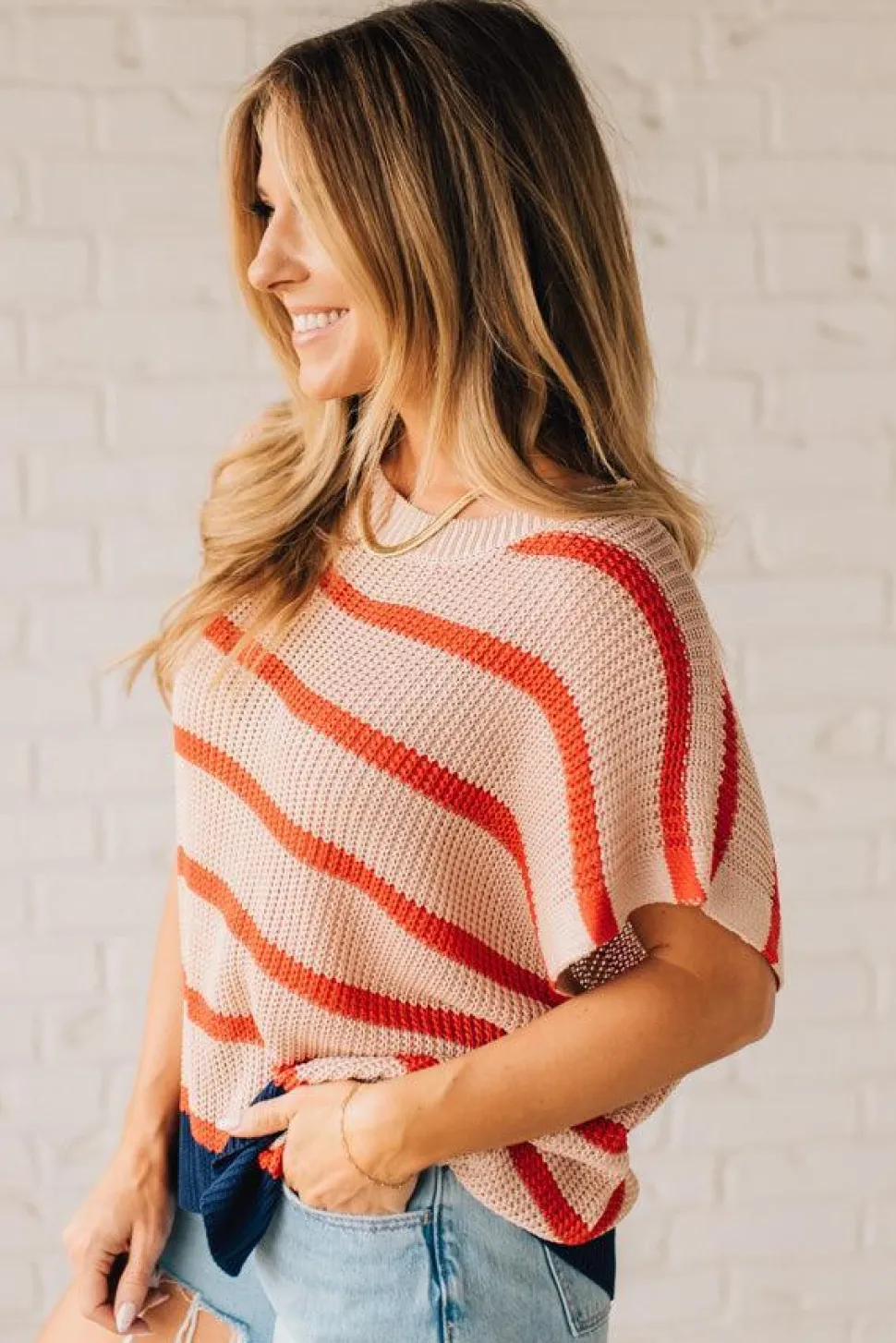 Vintage Stripe Drop Shoulder Sweater