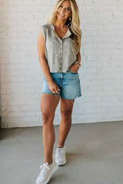 Vintage Wash Leopard Buttoned Top