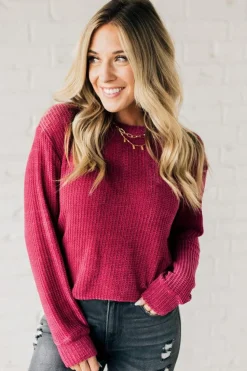 Waffle Knit Chenille Sweater