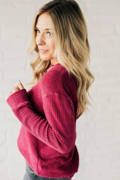 Waffle Knit Chenille Sweater