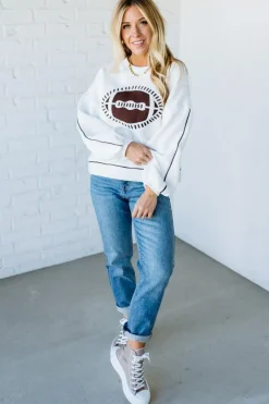 Waffled Football Fleece Pullover