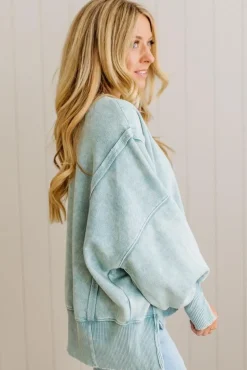 Wide Neck Drop Shoulder Pullover