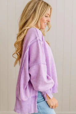 Wide Neck Drop Shoulder Pullover