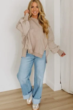 Wide Neck Drop Shoulder Pullover