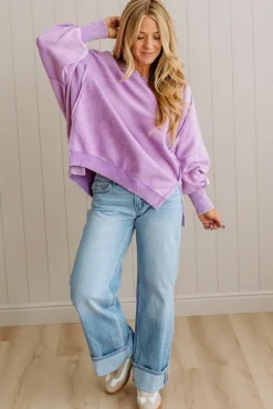 Wide Neck Drop Shoulder Pullover