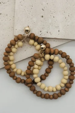 Wooden Bead Double Hoops
