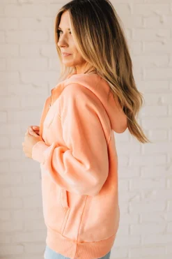 Zip Henley Acid Wash Fleece Hoodie