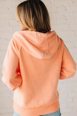 Zip Henley Acid Wash Fleece Hoodie