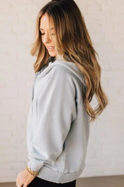 Zip Henley Acid Wash Fleece Hoodie