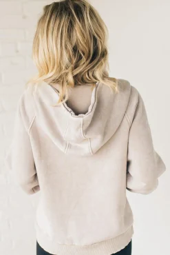 Zip Henley Acid Wash Fleece Hoodie