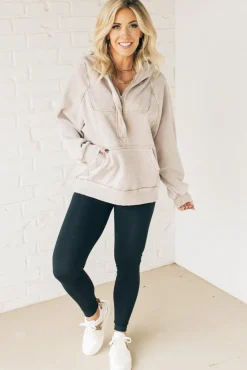 Zip Henley Acid Wash Fleece Hoodie